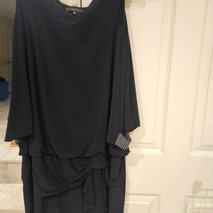 Elegant Black Dress with Embellished Keyhole Long Sleeves.